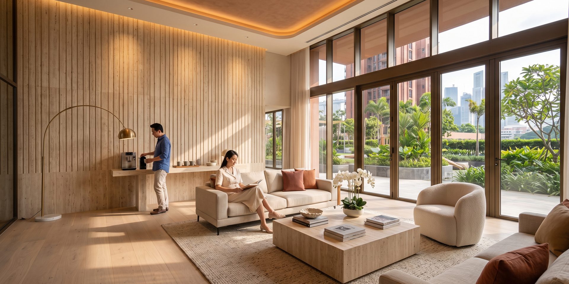 Living room interior styled for One Chuan Grove